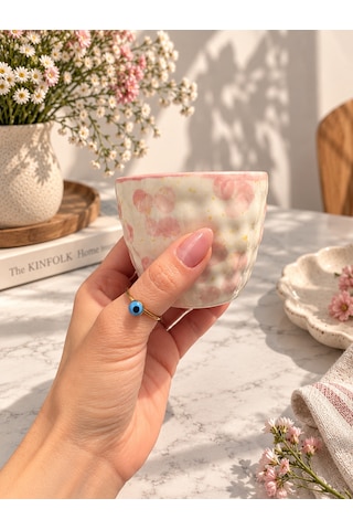 Çiçek Desenli El Boyaması Espresso Fincanı