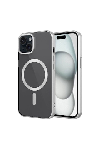 Apple Uyumlu iPhone 15 Plus Kılıf Mat Tasarımlı M-safe Wireless Şarj Özellikli Zore Mat Setro Kapak Titanyum