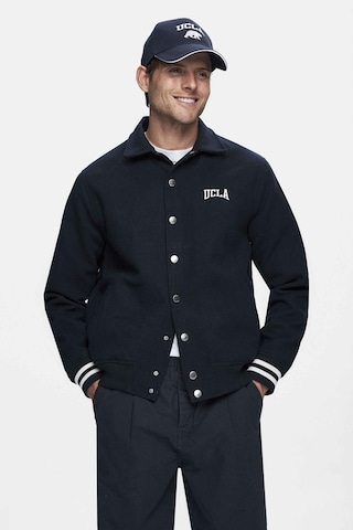 Keane Lacivert Kaşe Kolej Ceket Çıtçıtlı Standard Fit Erkek Ceket Lacivert