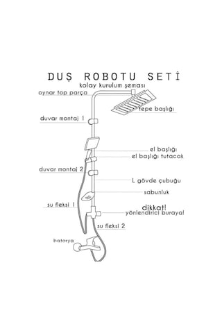 Robot Yağmurlama Tepe Duş Banyo Seti Lüks Robot Duş Seti Duş Robotu Diğer