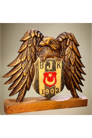 Ahşap Masa Üstü Beşiktaş Kartal Obje. 26x23