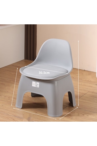 Kalınlaşmış Ev Küçük Tezgah Çocuk Sırtlı Sandalye-gri