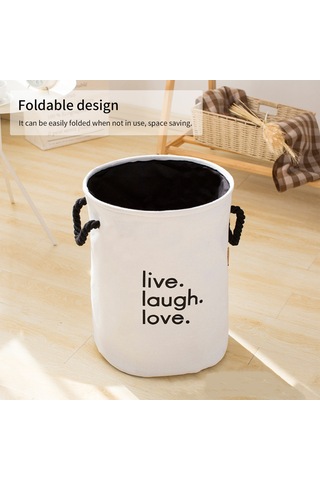 Kosona Çift Kollü Katlanabilir Kumaş Çamaşır Sepeti - Büyük Kapasiteli, Dayanıklı, Banyo Ve Yatak Odası İçin - Beyaz Diğer