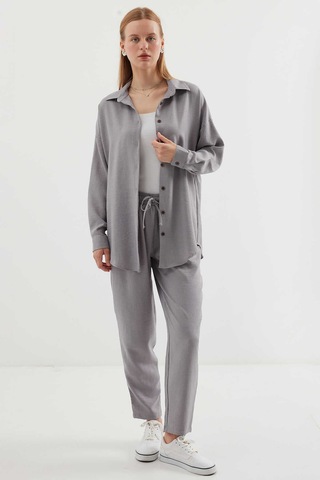 Gabria Keten Ön Düğmeli Takım Gri