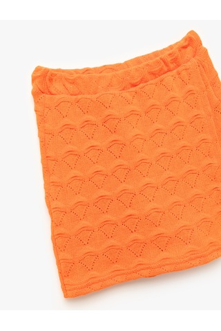 Koton Beli Lastikli Dokulu Mini Şort Etek Turuncu 5skg40194ak Turuncu