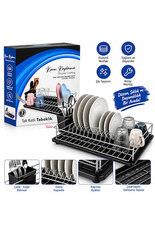 Krom Tek Katlı Tabaklık - Bulaşıklık 5492 Çr