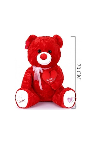 1054 Krm Tıkıl Ayı 70 Cm Kırmızı Çok Renkli