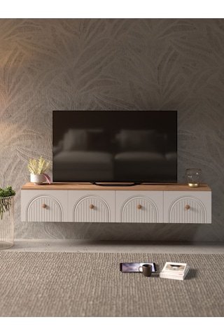Bohem Şık 180 Cm 4 Kapaklı Mdf Kapak Duvar Tv Ünitesi ceviz