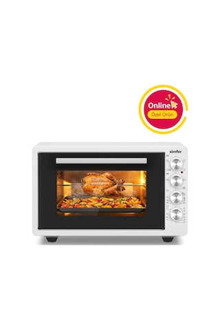 Simfer 4262 Beyaz 42 LT Turbo Fan Piliç Çevirme Mini/Midi Fırın - 6 Fonksiyon,Yoğurt Yapma, Buz Çözme & İç Aydınlatma
