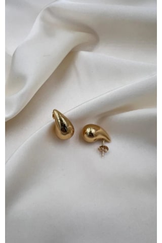 Bb Çelik Minimal Damla Küpe Altın