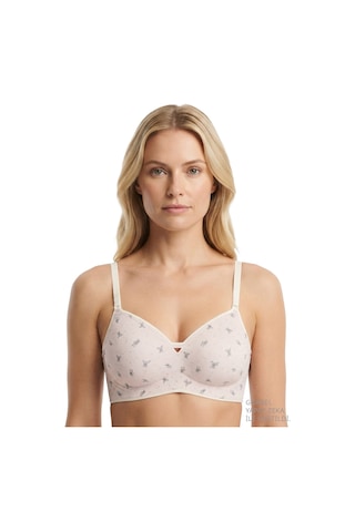 Cottonill Seamless Bra - Mireva Lazer Kesim Rib Dokulu Ayıcık Desenli Balensiz Kadın Sütyen 3'lü Paket Çok Renkli