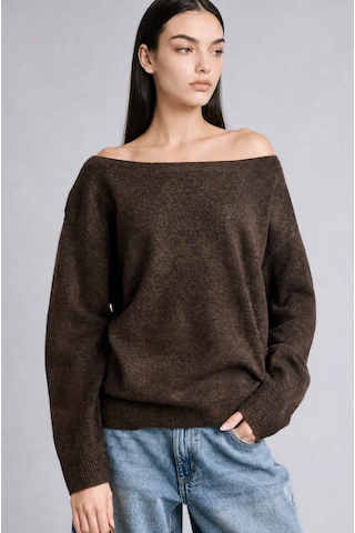 Defacto Regular Fit Düşük Omuz Kayık Yaka Basic Triko Kazak H2598ax26aubn480 Kahve-bn480