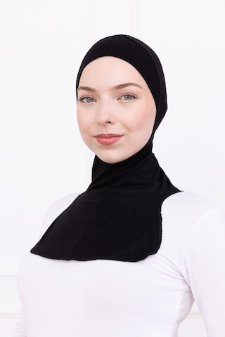 Siyah Ninja Bone Boyunluklu Likralı Sporcu Bonesi Kadın Pratik Tesettür Hijab Başörtü Siyah