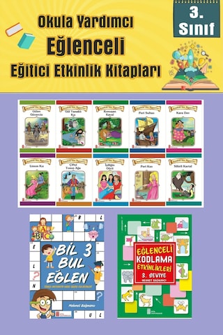 3.sınıflar İçin Okumayı Sevdiren 10 Lu Hikaye Seti -bil Bul Eğlen-kodlama 7 Okulda Evde Tatilde