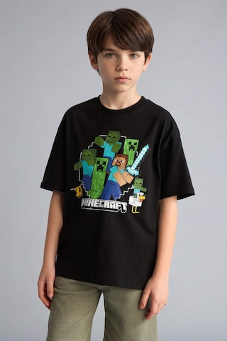 Defacto Minecraft Oversıze Bisiklet Yaka Kısa Kollu Tişört Erkek Çocuk H3512a826smbk81 Siyah-bk81