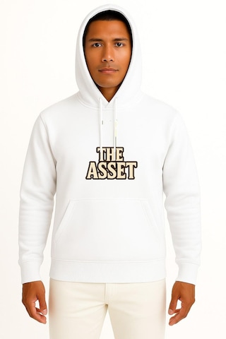 Kapüşonlu The Asset Yabancı Dizi Göğüs Baskılı Unisex Sweatshirt Beyaz