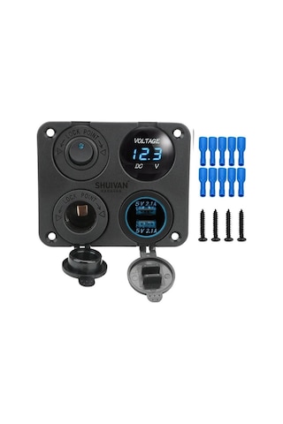 Shuıvan Switch Panel Voltmetre Usb Şarj Girişi Kombine Sigorta Paneli-996