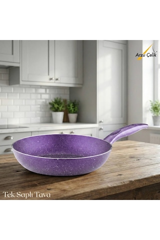 24 Cm Granit Tek Saplı Tava - Violet Violet