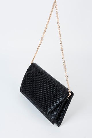 Vivaq Kadın Siyah Zarf Hasır Örgü Tasarım 2 Bölmeli Mini Zincir Askılı Çıt Çıt Kapama Clutch Ve El Çantası