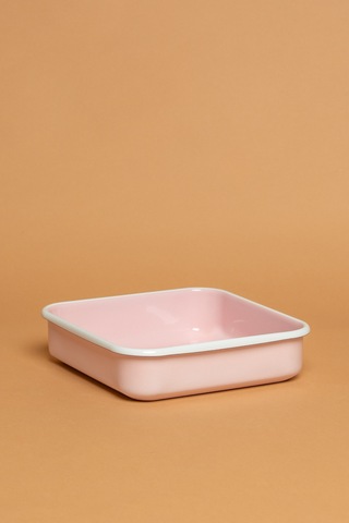 Rosa Di Verona Emaye Kare Pembe Fırın Kabı Ebutay Pembe