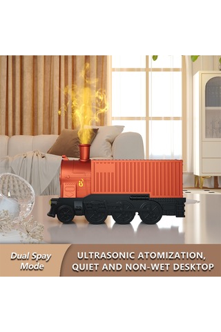 Ruicoo "retro Tren Şeklinde 300ml Ultrasonik Nemlendirici, 8 Renkli Led Ve Uzaktan Kumandalı"