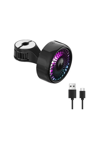 Fortunelane Araba Koltuk Usb Fan: 3 Hız, Led Işıklar, 22 Lbs Taşıma, Siyah Abs+silikon
