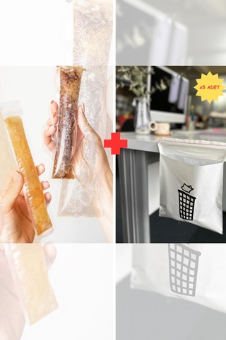 Tek Kullanımlık Meybuz Poşeti 40 Adet 5.5x22 Cm Kendinden Yapışkanlı 5 Adet Çöp Torbası Hediye