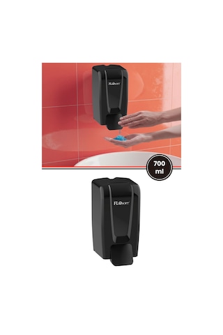 Flosoft F248S Manuel Gagalı Sıvı Sabun Dispenseri, 700 Ml Banyo Mutfak Duvara Monte Sabunluk Siyah