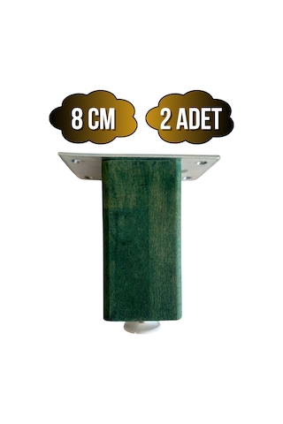 Kale Ayarlı Ahşap Ayak Mobilya Masa Ve Dolap Ayağı Yeşil Kayın/gürgen Ağacı 8cm 2 Adet Yeşil