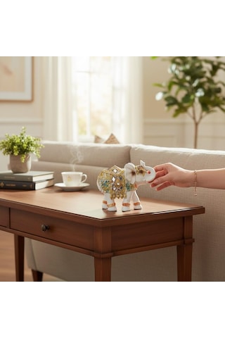 Lüks Ayna Ve Nakış İşlemeli Feng Shui Şans Getiren 2li Fil Heykeli Biblo 10 Cm Yeni Yıl -ev Hediyesi