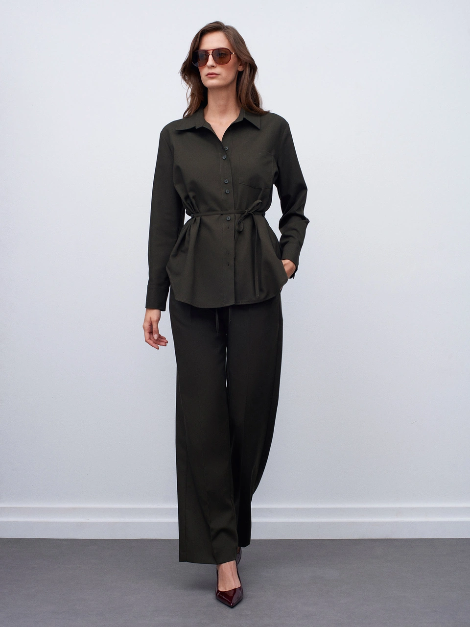 Dilvin 72164 Beli Lastikli Süet Pantolon-haki Haki