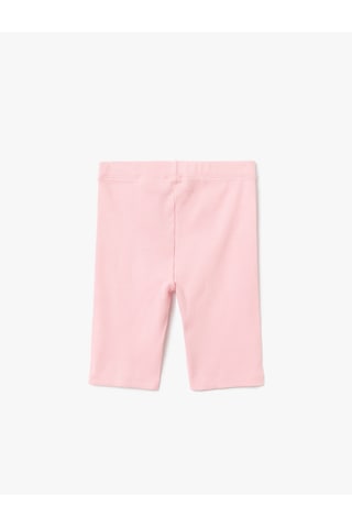 Koton Beli Lastikli Pamuklu Basic Kısa Tayt Pembe 5skg40010ak Gül