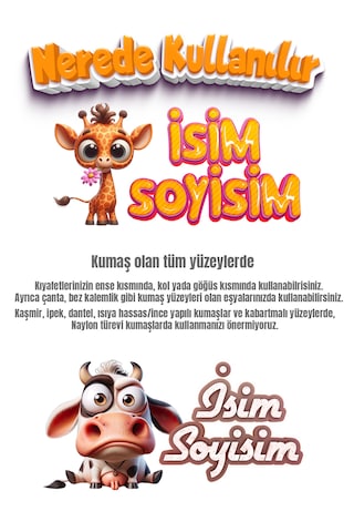 Kıyafet Etiketi - Okul Kıyafet Kumaş Etiketi Kreş Anaokulu İlkokul Kıyafet Kumaş Etiketi Set09 Karışık