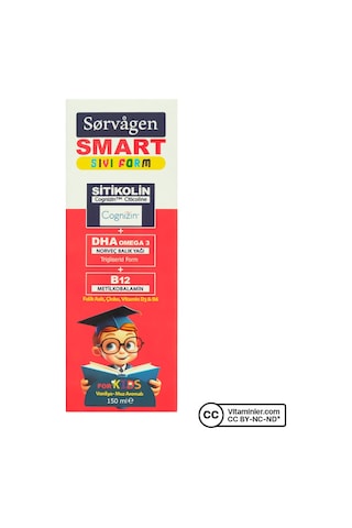 Sorvagen Smart Kids Sitikolin Dha Omega 3 Ve B12 150 Ml Muz
