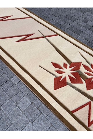 Saray Halı Vizyon Carving 9057 Krem 80x300 Gülkurusu 3 Metre Yolluk