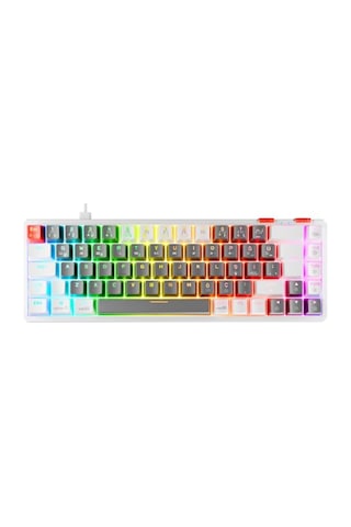 Rampage Yoru Mını Gri-beyaz Type-c Bağlantılı Outemu Red Swich Q Mekanik Gaming Oyuncu Klavye Rgb