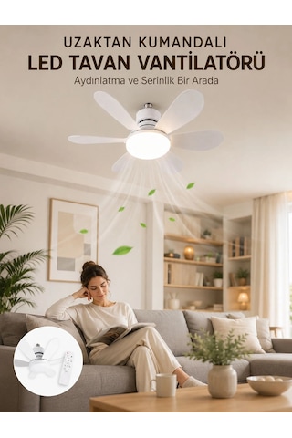 Yüksek Aydınlatma Performansına Sahip Led Tavan Fanı Sessiz Çalışma Güçlü Esinti Ve Uzaktan Kumanda Kontrolü