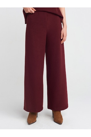 Dilvin 71833 Geniş Paça Fitilli Pantolon Bordo