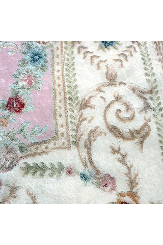 Nur Home Nrh-22 Pembe Krem Çiçekli Süngerli Kadife Halı Örtüsü Çok Renkli