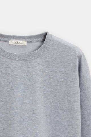 Sââde Kadın Oversize Bisiklet Yaka Basic Casual Sweatshirt Gri