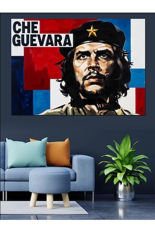 Che Guevara Portre İllüstrasyon Dekoratif Kanvas - Mdf Ahşap Tablo
