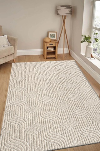 Raschel Carpet Kaymaz Taban Moopy Krem Bukleli Yumuşak Soft Dokuma Yolluk Halı Salon Halısı Lp1003a Krem Krem