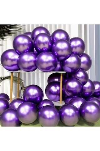 10 Adet 12 İnç Metalik Balon Helyum Uyumlu Parlak Lateks Parti & Organizasyon Balonu Mor