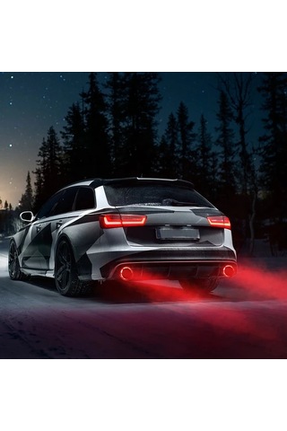 Boatshop1 Mavi Karbon Fiber Egzoz Ucu Kirmizi Mavi Led Isikli Paslanmaz Celik Egzoz Boru Modifikasyon