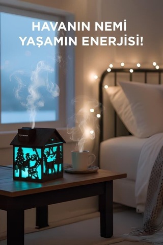 Premium Hava Nemlendiricisi Buhar Makinesi H14 Koyu Kahverengi Su Buharı Masalsı Tasarım