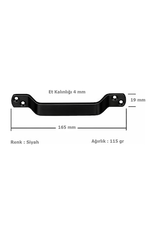 Metal Çok Sağlam Üstten Vidalı Çekme Kol Kulp Siyah