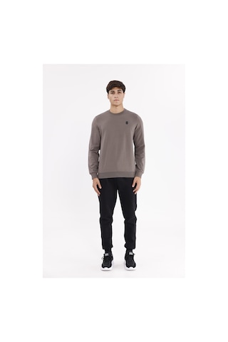 Rowinger Minimal Logolu Bisiklet Yaka Ribana Manşetli Rahat Kalıp Mevsimlik Sweatshirt Antracite