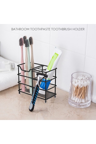 Xurunkeji Paslanmaz Çelik Diş Fırçası Tutucu, Elektrikli Diş Fırçası İçin Çok İşlevli Banyo Diş Macunu Tutucu Standı, Siyah Siyah