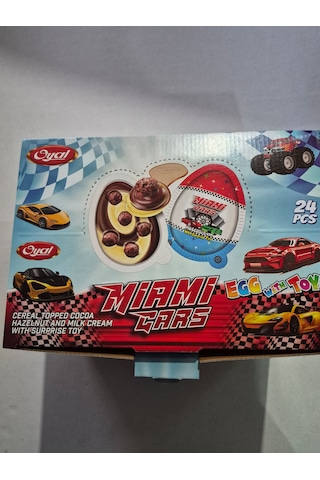 Miami Cars Yer Fıstıklı Çikolatalı Süpriz Plastik Yumurta 24 Adet