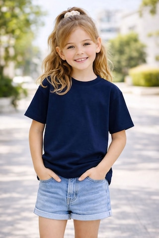 Zuzunga Unisex Basic Kısa Kollu Çocuk T-shirt Lacivert